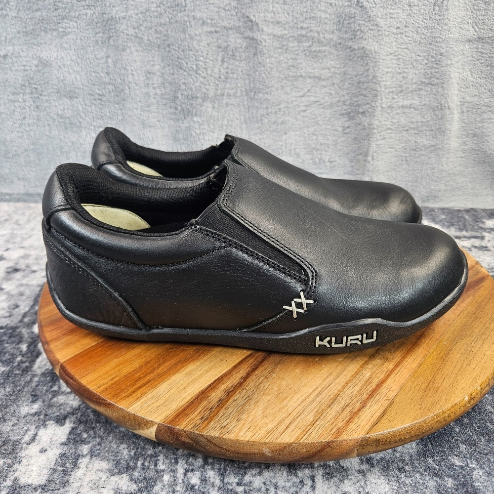 Kuru Kivi Slip On Womens 7.5 Black Leather Comfort Loafers Walking Shoes Comfort